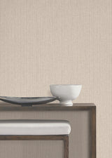 Silk Spun Beige Tactile Stripe Wallpaper by York Wallcoverings Scrubbable Strippable Unpasted Fabric-Backed Osnaburg Vinyl Sidewall - UW1052