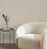 Silk Spun Light Brown by York Wallcoverings Unpasted Scrubbable Fabric Backed Osnaburg Vinyl Tactile Stripe Wallpaper 27in x 27ft - UW1053N