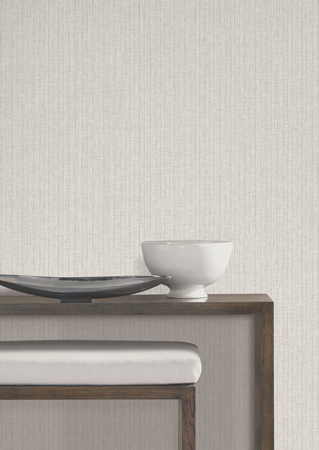 Silk Spun Pearl by York Wallcoverings Osnaburg Vinyl Fabric Backed Tactile Stripe Scrubbable Strippable Unpasted Wallpaper - UW1054N