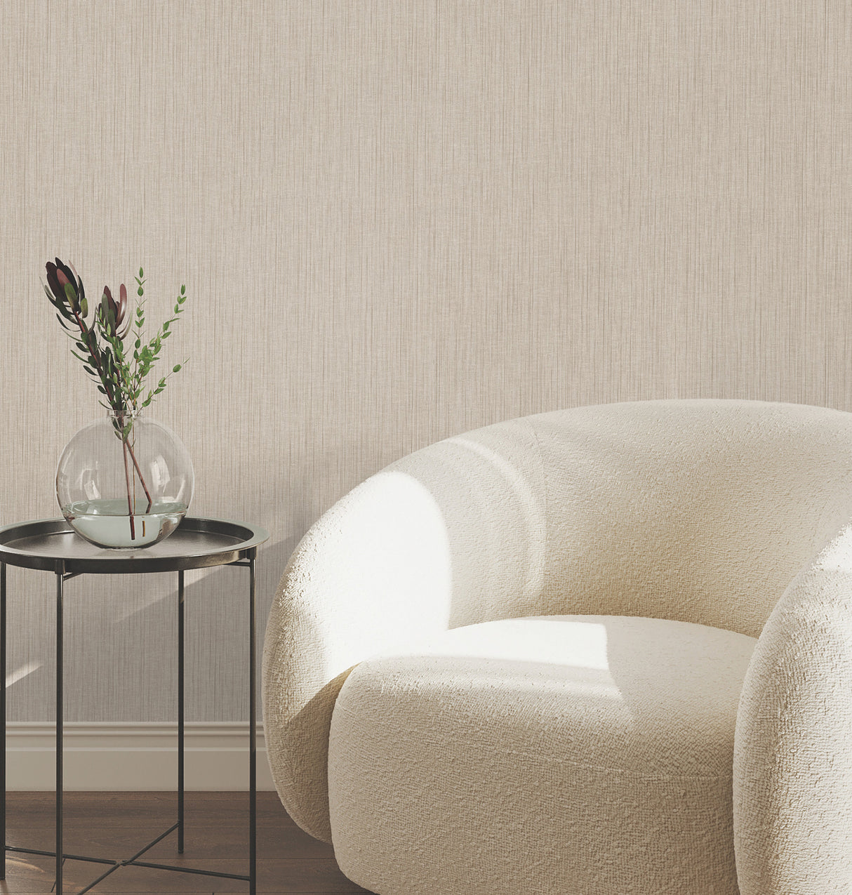 Silk Spun Taupe Tactile Stripe Wallpaper by York Wallcoverings - Unpasted Osnaburg Fabric-Backed Vinyl Scrubbable Strippable 27in x 27ft UW1055N