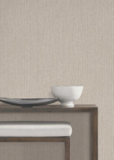 Silk Spun Taupe Tactile Stripe Unpasted Fabric-Backed Vinyl Wallpaper by York Wallcoverings Atmosphere High Performance - UW1055