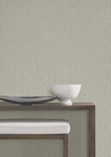 Silk Spun Sage Tactile Stripe Wallpaper in Soft Sage Green Osnaburg Vinyl by York Wallcoverings Atmosphere Digest High Performance - UW1056N