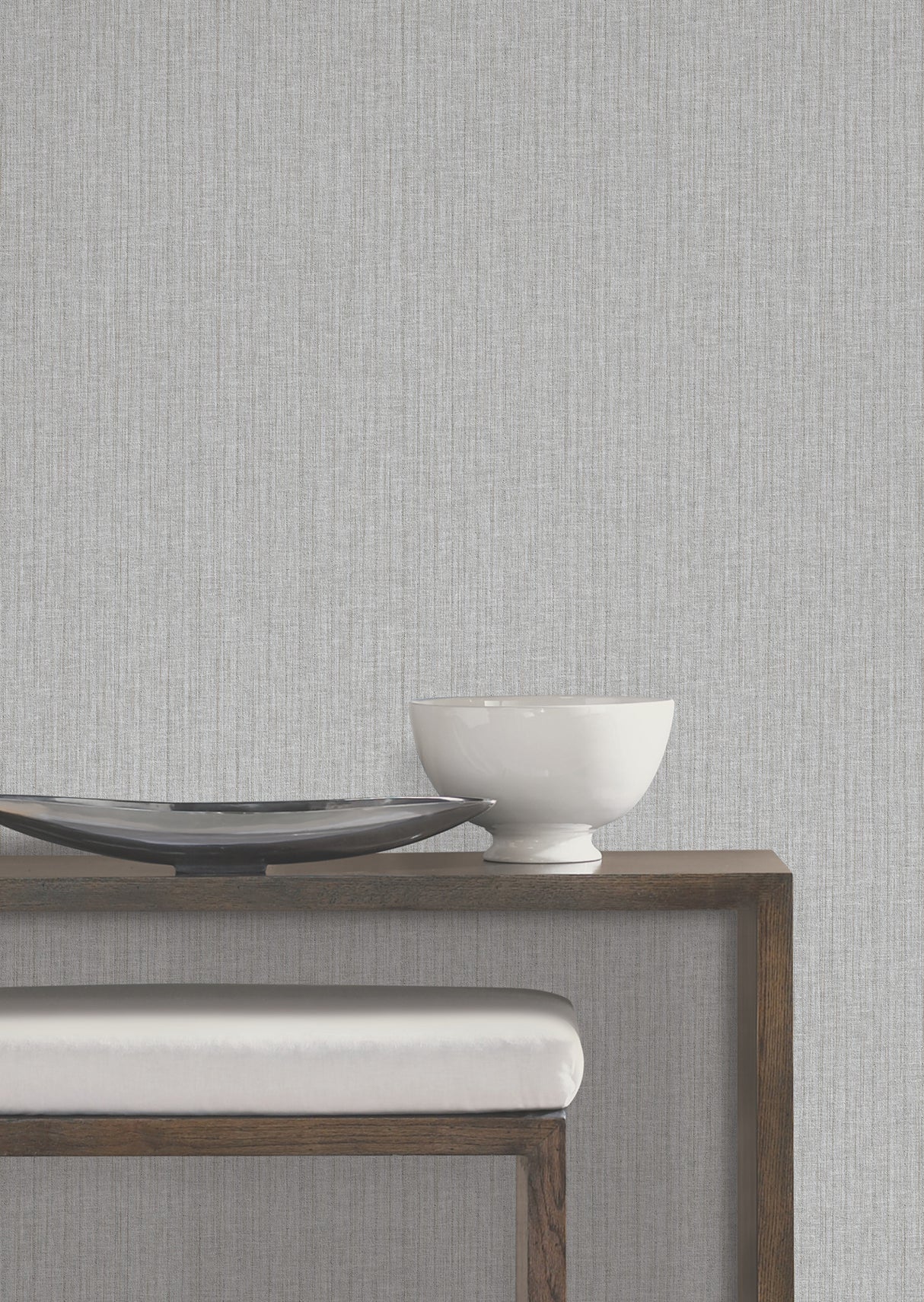 Silk Spun Light Grey by York Wallcoverings Traditional Tactile Stripe Unpasted Fabric Backed Vinyl Wallpaper - York UW1057N