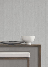Silk Spun Light Grey by York Wallcoverings Scrubbable Strippable Fabric Backed Tactile Stripe Osnaburg Vinyl Wallpaper, 54-in by 3-ft - UW1057