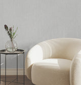 Silk Spun Light Grey by York Wallcoverings Scrubbable Strippable Fabric Backed Tactile Stripe Osnaburg Vinyl Wallpaper, 54-in by 3-ft - UW1057
