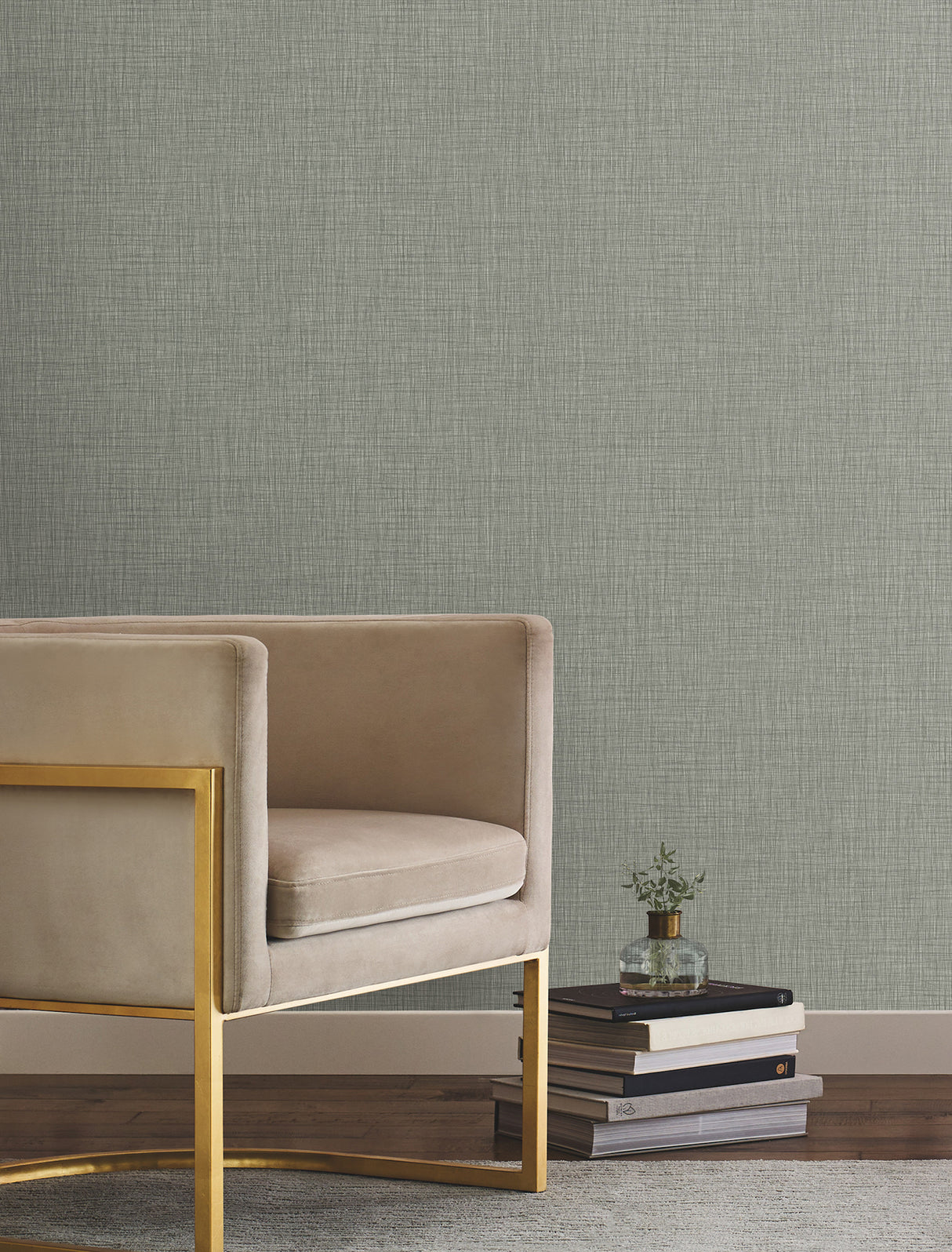 Crossover Green Crosshatch by York Wallcoverings Textured Woven Graphic Wallpaper - UW1063N
