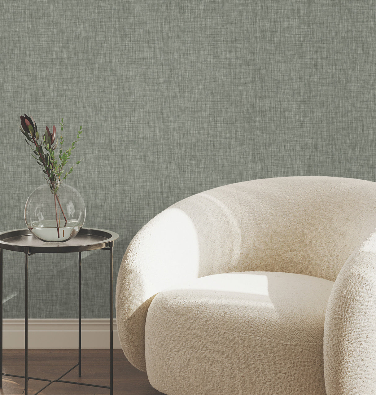 Crossover Green Crosshatch by York Wallcoverings Textured Woven Graphic Wallpaper - UW1063N