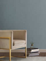 Crossover Blue Crosshatch Texture Pattern Non-Woven Vinyl Wallpaper by York Wallcoverings Atmosphere Digest High Performance - UW1064