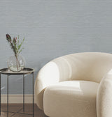 Oasis Blue Faux Grasscloth Textured Non Woven Vinyl Unpasted Sidewall Wallpaper in Blue by York Wallcoverings - UW1071N