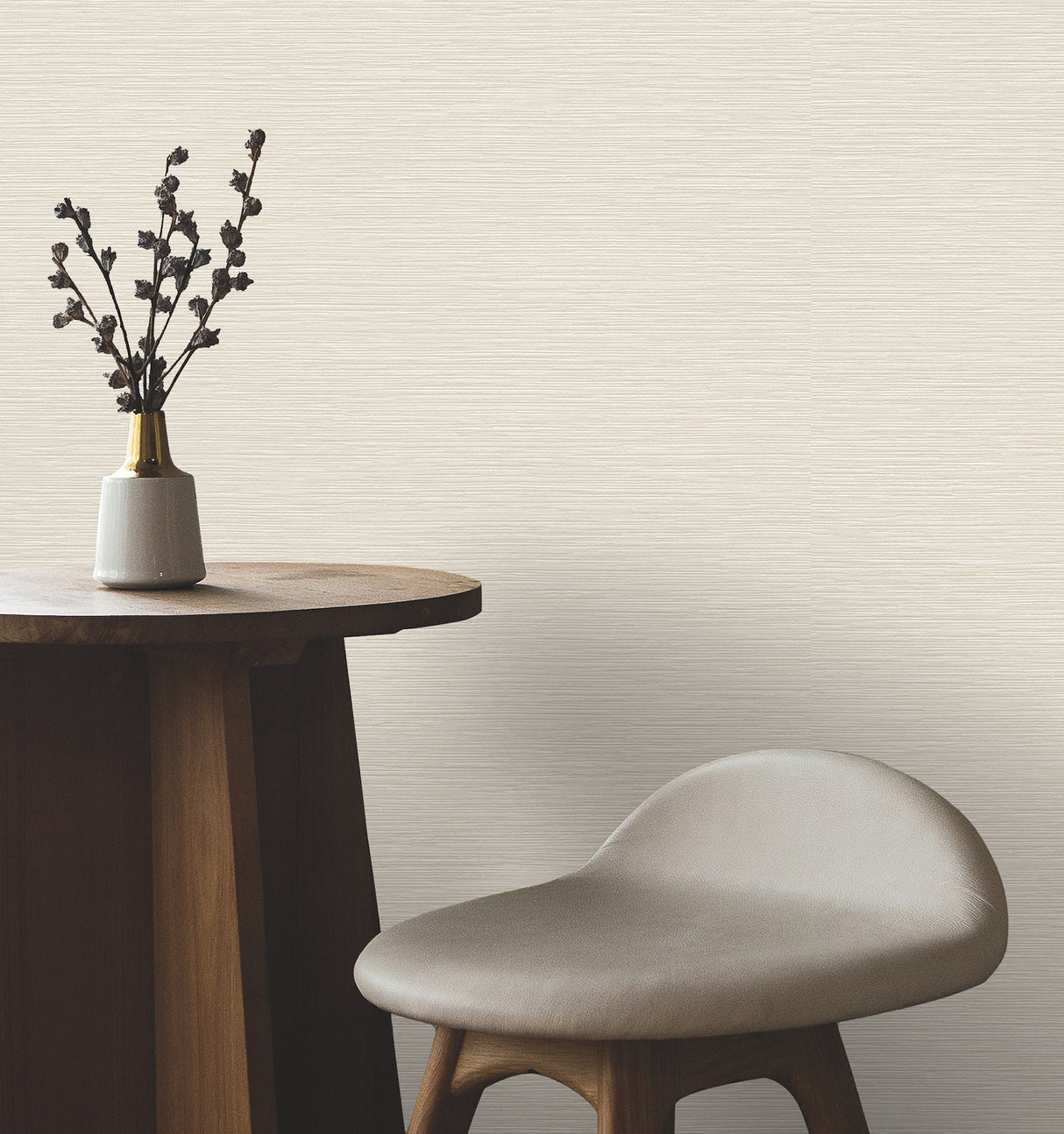Oasis Dove Faux Grasscloth Textured Non-Woven Unpasted Vinyl Sidewall Wallpaper by York Wallcoverings - UW1073