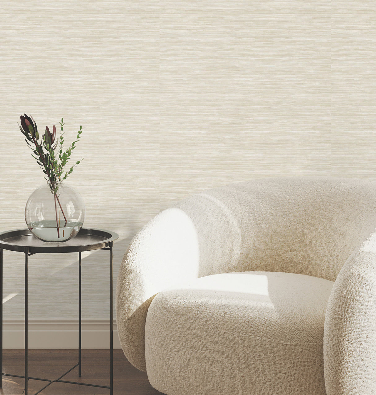 Oasis Dove Faux Grasscloth Textured Non-Woven Unpasted Vinyl Sidewall Wallpaper by York Wallcoverings - UW1073