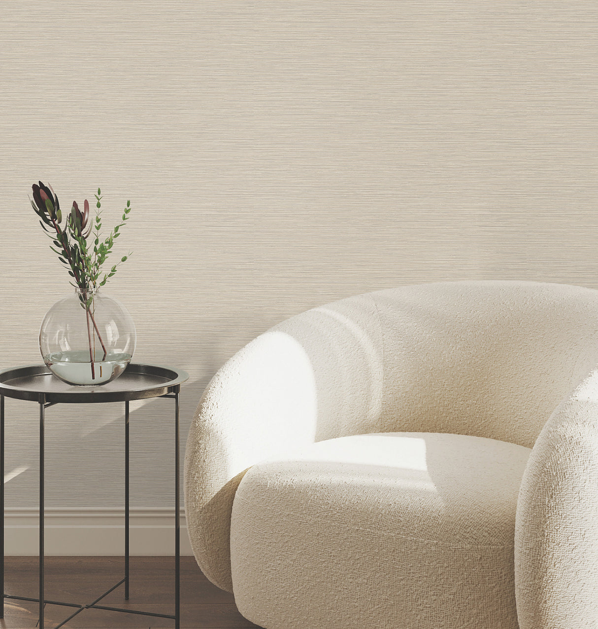 Oasis Neutral Faux Grasscloth by York Wallcoverings Textured Non Woven Vinyl Scrubbable Strippable Wallpaper - UW1074