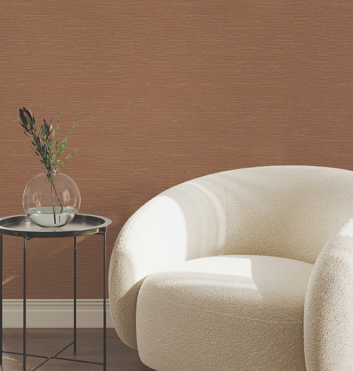 Oasis Rust Faux Grasscloth by York Wallcoverings Textured Vinyl Sidewall Wallpaper - UW1076N