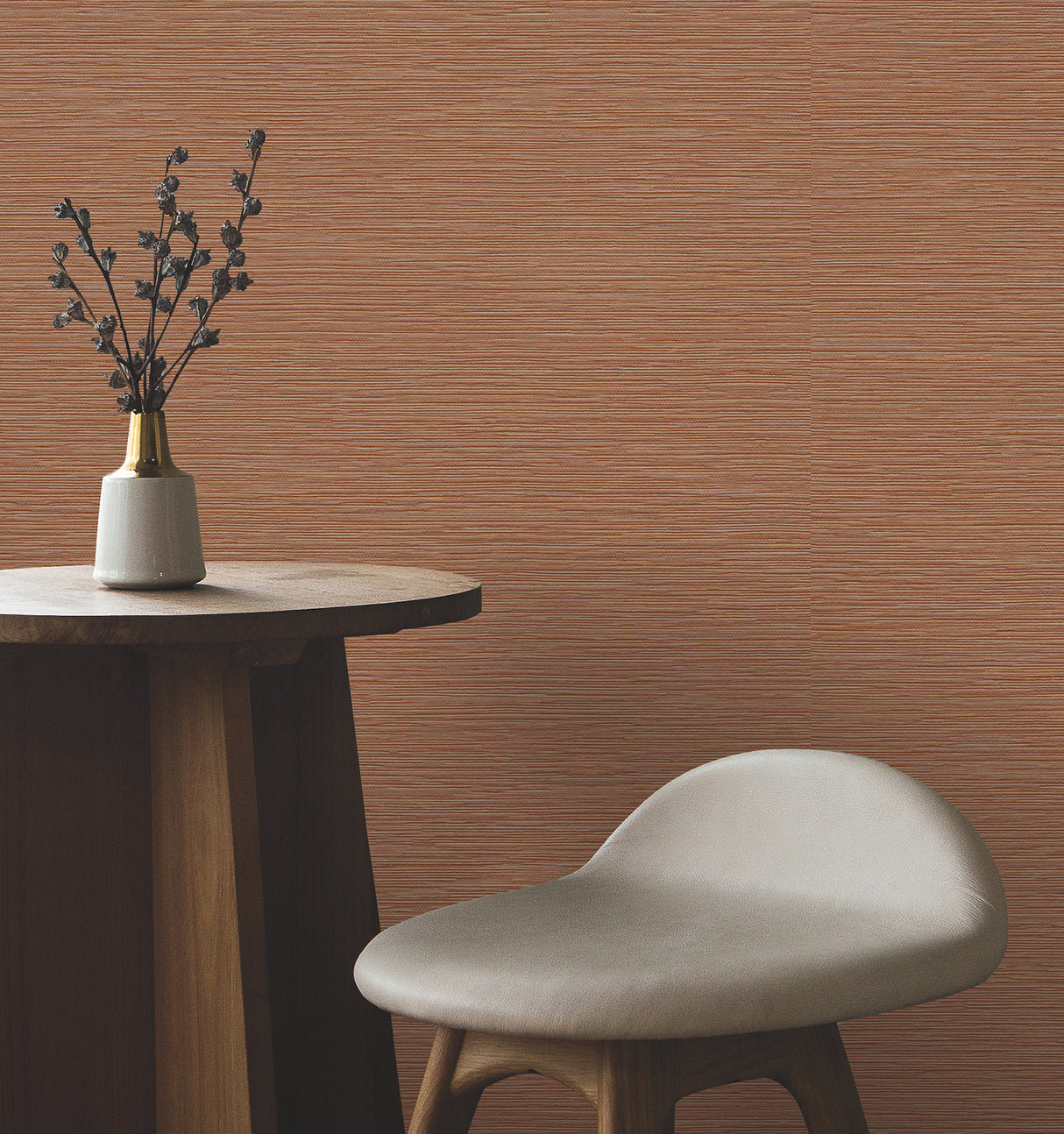 Oasis Rust York Wallcoverings Traditional Faux Grasscloth Textured Unpasted Scrubbable Strippable Non Woven Vinyl Wallpaper 54-in x 3-ft - UW1076