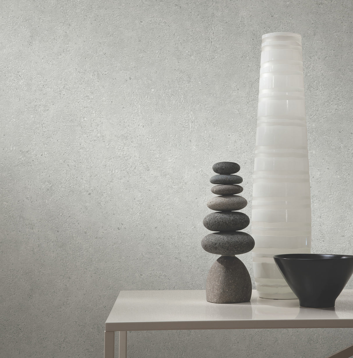 Artisan Stone Pewter Metallic Raised Ink Scrubbable Strippable Grey Concrete Texture Fabric-Backed Vinyl Wallpaper by York Wallcoverings - UW1084N