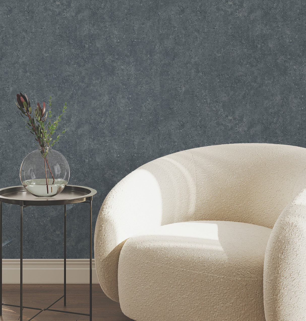 Artisan Stone Metallic Raised Ink Textured Scrubbable Fabric Backed Vinyl Wallpaper in Black and Charcoal by York Wallcoverings - UW1086N