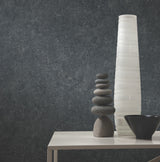 Artisan Stone Black and Charcoal Metallic Raised Ink Textured Concrete Look Wallpaper from Atmosphere Collection by York Wallcoverings - UW1086