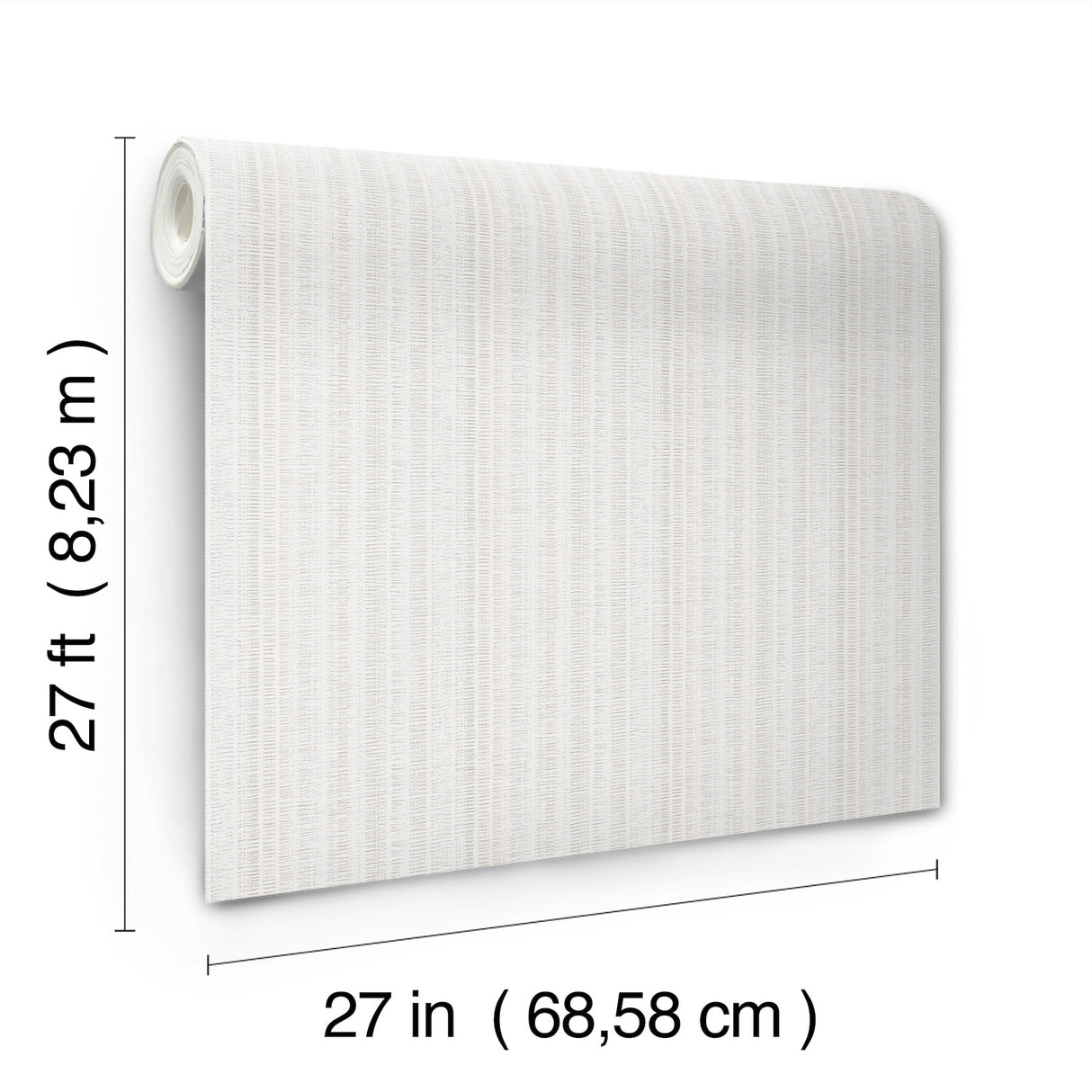 Line In The Sand White Woven Stripe Fabric-Backed Unpasted Vinyl Wallpaper by York Wallcoverings Atmosphere Digest Collection - UW1089N