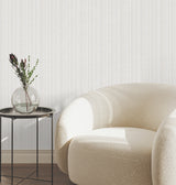 Line In The Sand White Woven Stripe by York Wallcoverings - Fabric Backed Osnaburg Vinyl Scrubbable Strippable High Performance Wallpaper - UW1089