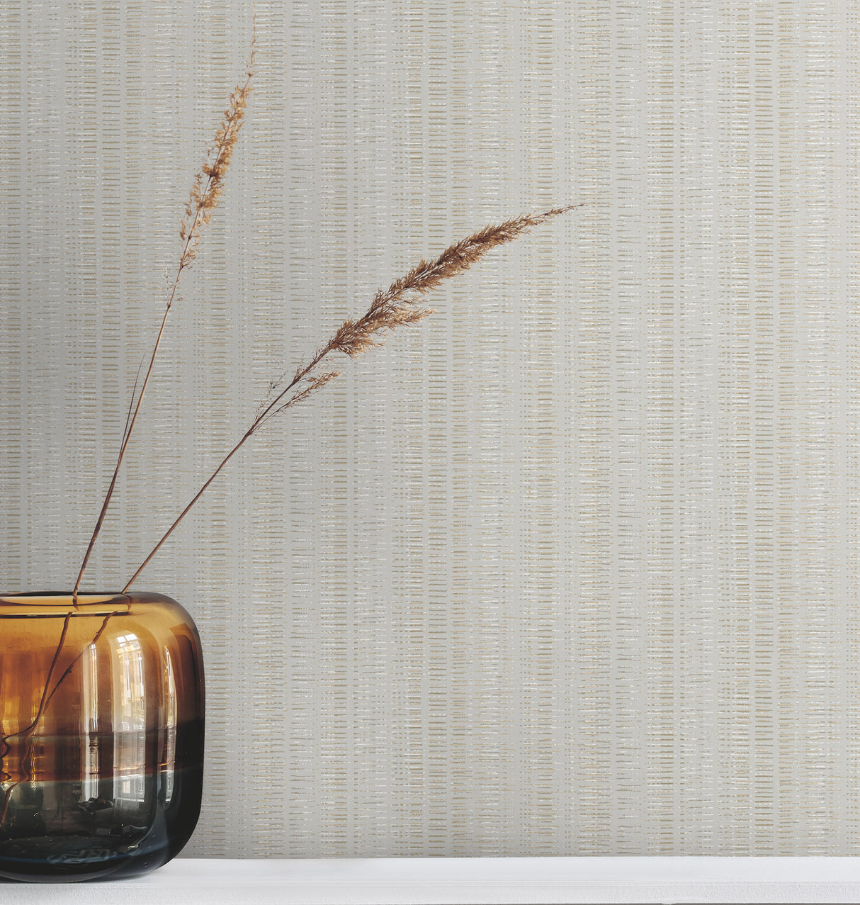 Line In The Sand Light Grey Woven Stripe by York Wallcoverings Unpasted Fabric Backed Vinyl Sidewall - UW1090N