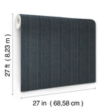 Line In The Sand Indigo Woven Stripe Wallpaper by York Wallcoverings - UW1092N