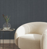 Line In The Sand Indigo Woven Stripe Wallpaper by York Wallcoverings - UW1092N