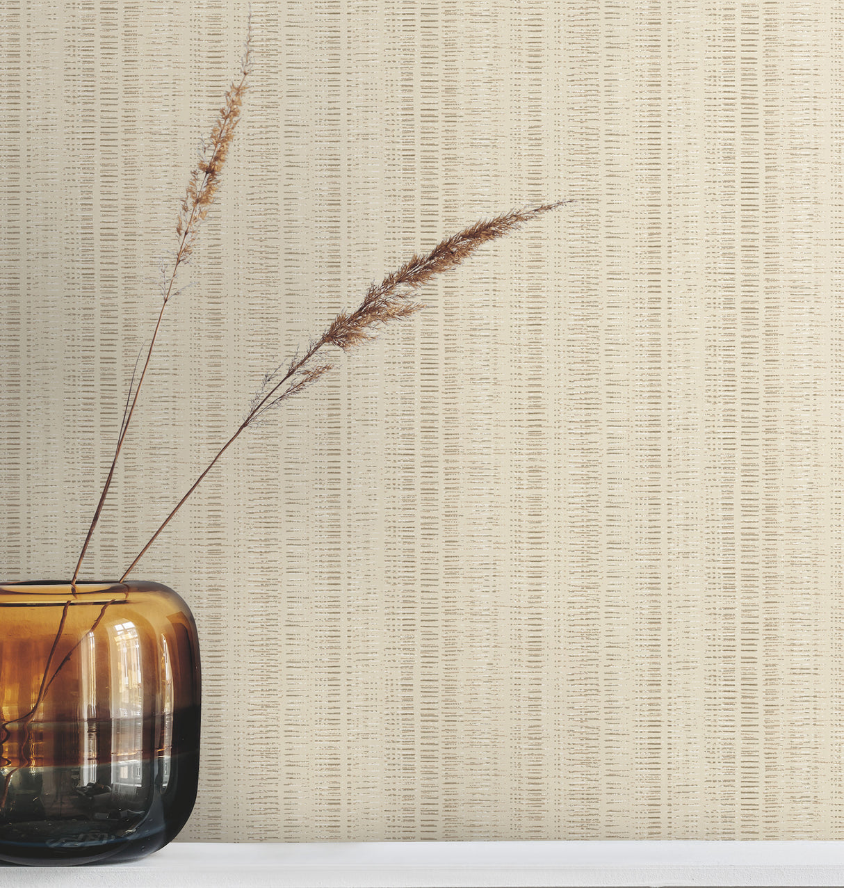 Line In The Sand Ash by York Wallcoverings Woven Stripe Fabric-Backed Unpasted Vinyl Wallpaper, 54-in Wide by 3-ft Long Roll - UW1094
