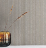 Line In The Sand Taupe Woven Stripe Wallpaper by York Wallcoverings - UW1095N