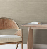 Silk Essence Khaki by York Wallcoverings Faux Silk Fabric Texture Traditional Stripes Scrubbable Unpasted Non Woven Vinyl Wallpaper - UW1101N