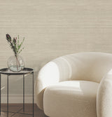 Silk Essence Khaki by York Wallcoverings Faux Silk Fabric Texture Traditional Stripes Scrubbable Unpasted Non Woven Vinyl Wallpaper - UW1101N