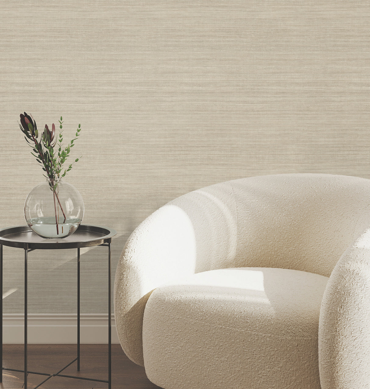 Silk Essence Khaki by York Wallcoverings Faux Silk Fabric Horizontal Stripe Texture Unpasted Strippable Non Woven Wallpaper Roll - UW1101