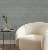 Silk Essence Turquoise Faux Fabric Stripe Wallpaper, Unpasted Non Woven Vinyl, 54-in Wide by York Wallcoverings - UW1103
