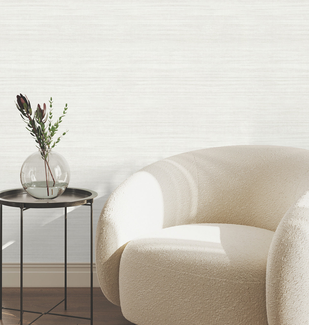 Silk Essence Dove by York Wallcoverings Faux Silk Fabric-Look Non-Woven Vinyl Stripe Wallpaper from Atmosphere Digest High Performance - UW1104