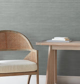 Silk Essence Slate by York Wallcoverings Chic Faux Silk Fabric Traditional Horizontal Stripe Scrubbable Non Woven Vinyl Wallpaper - UW1106N