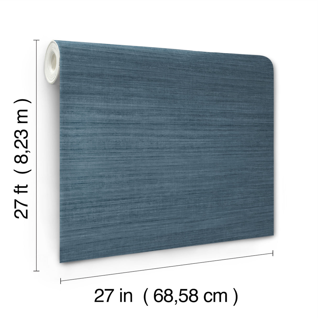 Silk Essence Indigo Faux Silk-Like Fabric Textured Horizontal Stripe Traditional Non Woven Vinyl Wallpaper by York Wallcoverings - UW1107N
