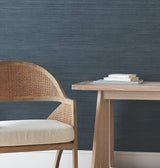 Silk Essence Indigo by York Wallcoverings Faux Silk Fabric Texture Scrubbable Strippable Non Woven Vinyl Wallpaper 54in x 3ft Roll - UW1107