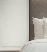 Heathered Linen Off-White Faux Fabric Texture Unpasted Strippable Scrubbable Non Woven Vinyl Wallpaper by York Wallcoverings - UW1125N