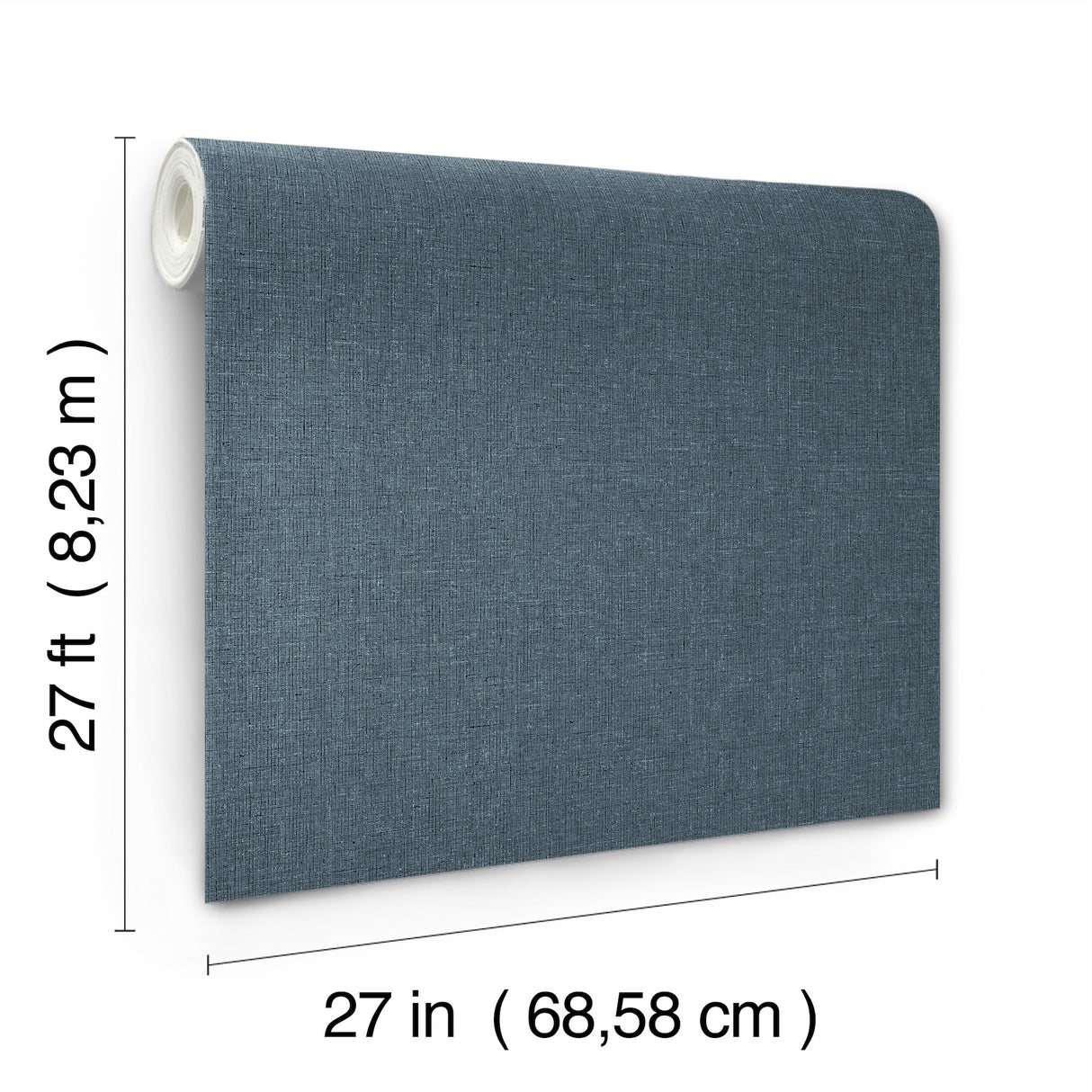 Heathered Linen Indigo by York Wallcoverings Faux Fabric Texture Unpasted Non Woven Vinyl Wallpaper Roll, 27 in x 27 ft, Covers 60.8 sq ft - UW1127N