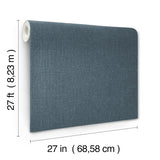 Heathered Linen Indigo by York Wallcoverings Faux Fabric Texture Unpasted Non Woven Vinyl Wallpaper Roll, 27 in x 27 ft, Covers 60.8 sq ft - UW1127N