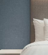 Heathered Linen Indigo Faux Fabric Texture Unpasted Non Woven Backed Vinyl Wallpaper by York Wallcoverings - UW1127