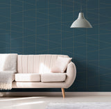Fairmont Deco Fracture Blue by Brewster Geometric Non Woven Wallpaper- Brewster Home Fashions UW24789