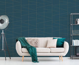 Fairmont Deco Fracture Blue by Brewster Geometric Non Woven Wallpaper- Brewster Home Fashions UW24789