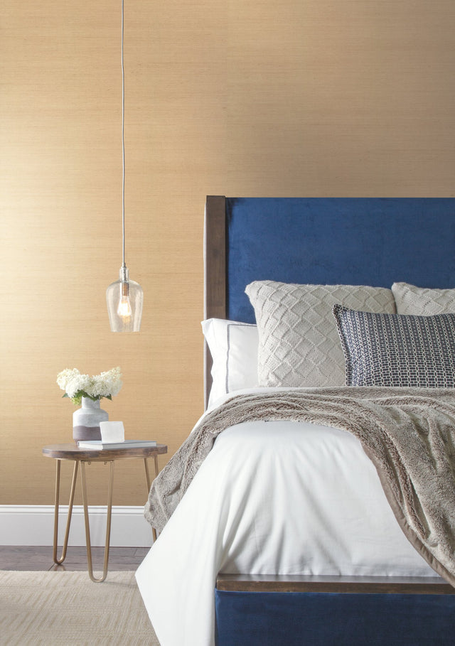 Plain Grass White Grasscloth Wallpaper with Natural Woven Texture - York VG4402