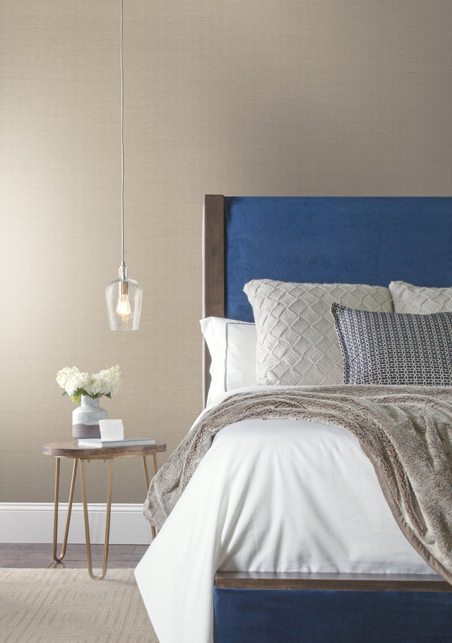 Plain Grass White Grasscloth Wallpaper with Textured Woven Solid - York VG4404