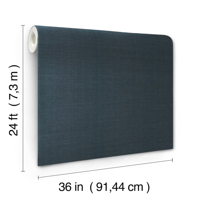 Plain Indigo Grass Grasscloth Wallpaper with Traditional Sisal Texture - York VG4405MH