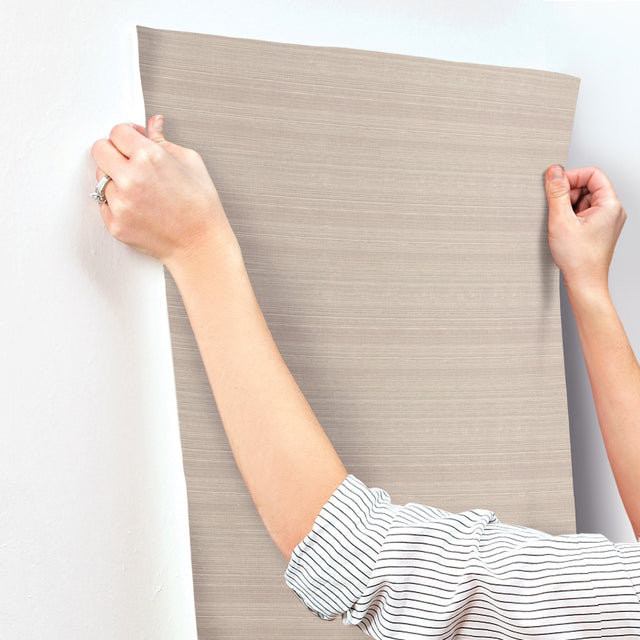Plain Beige Grass Grasscloth Wallpaper with Traditional Style - York VG4406MH