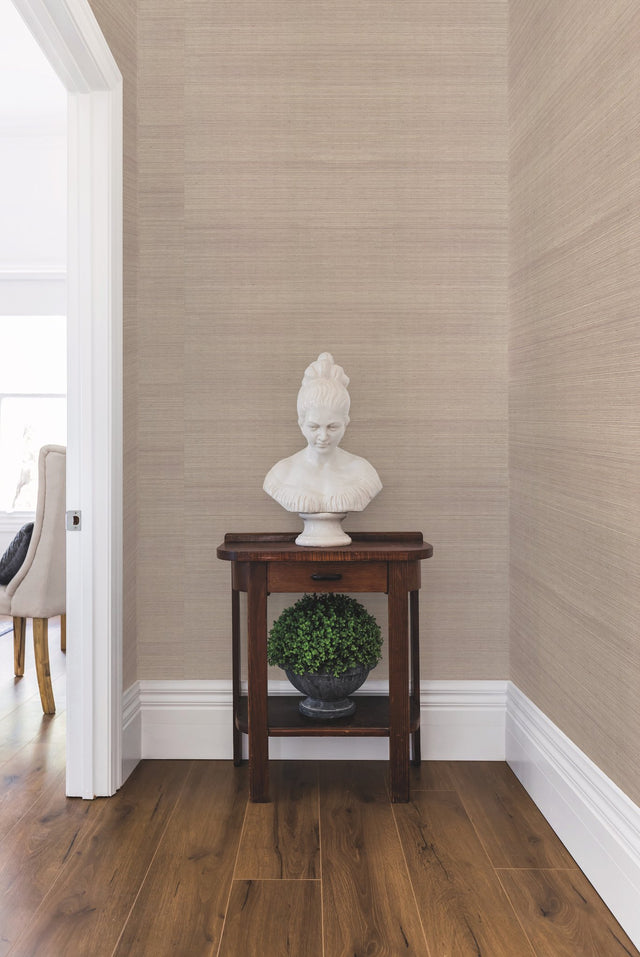 Plain Sisal Grasscloth White Wallpaper with Textured Natural Weave - York VG4406