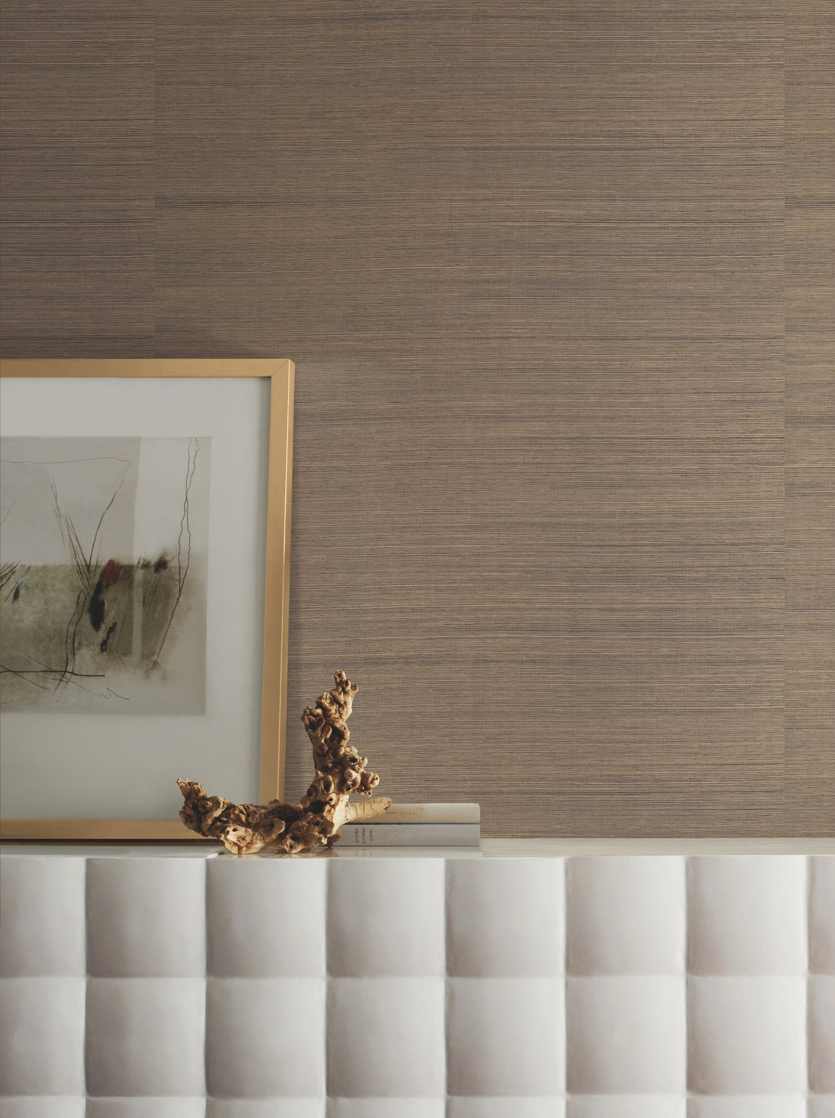 Multi Grass Brown Grasscloth Wallpaper with Natural Woven Texture - York VG4408