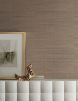 Multi Grass Brown Grasscloth Wallpaper with Natural Woven Texture - York VG4408
