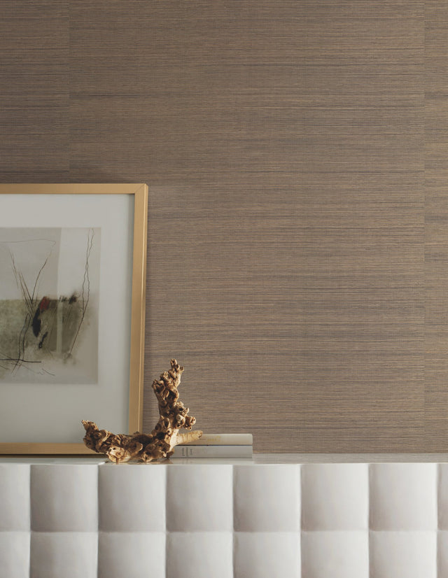 Multi Grass Brown Grasscloth Wallpaper with Natural Woven Texture - York VG4408